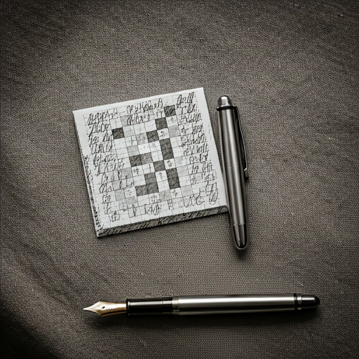 Crossword puzzle with fountain pen