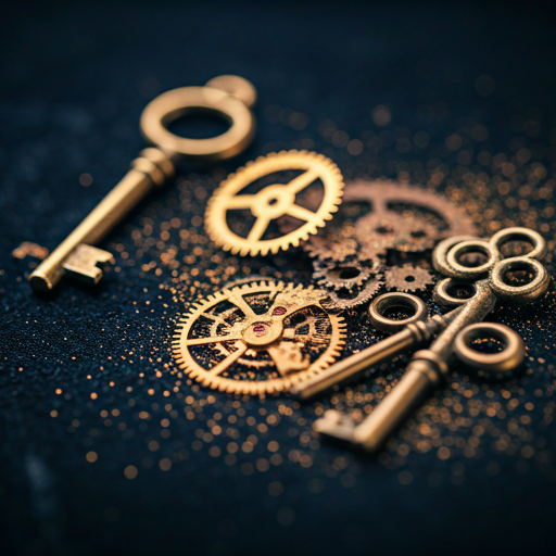 Antique keys and clockwork gears